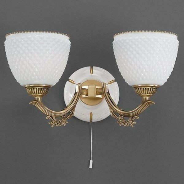 Бра классическое Reccagni Angelo A. 8656/2 BRONZO ARTE VETRO BIANCO