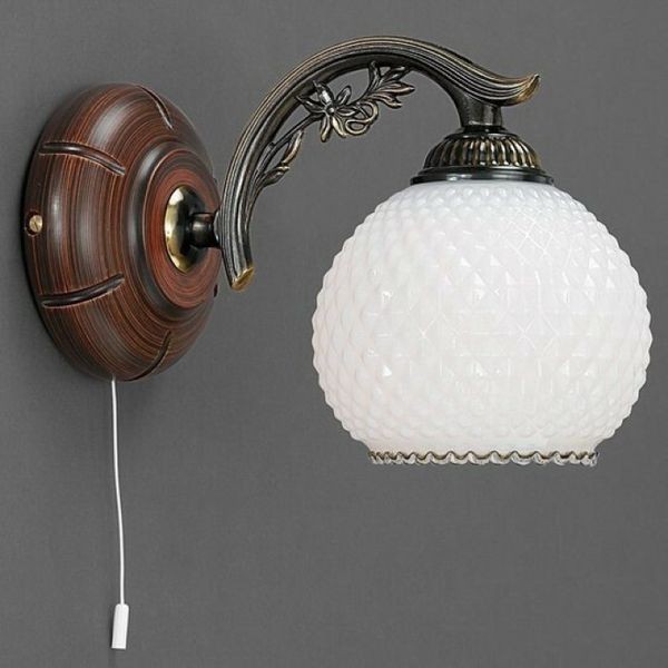 Бра классическое Reccagni Angelo A. 8610/1 BRONZO SFUMATO VETRO BIANCO