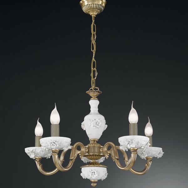 ЛЮСТРА RECCAGNI ANGELO L. 9011/5 L. 9011/5 BRONZO ARTE BIANCO