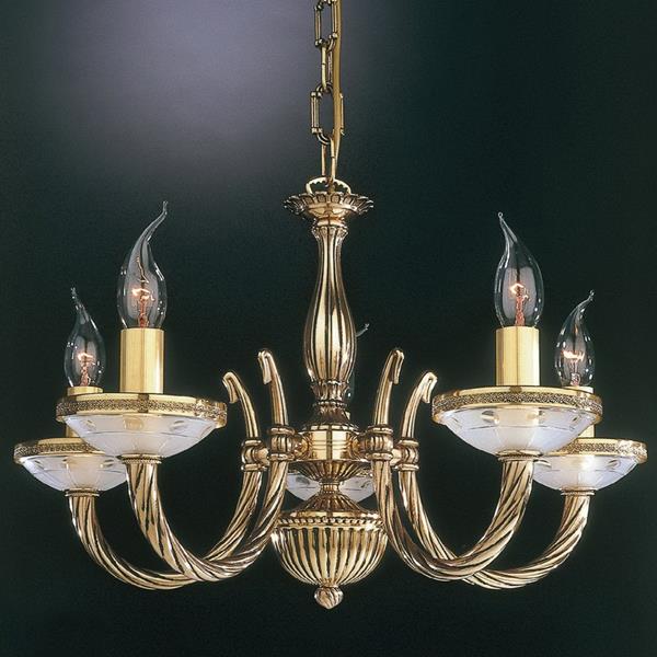 Люстра подвесная Reccagni Angelo L. 4750/5 L. 4750/5 ORO FRANCESE VETRO SAT. MOLATO