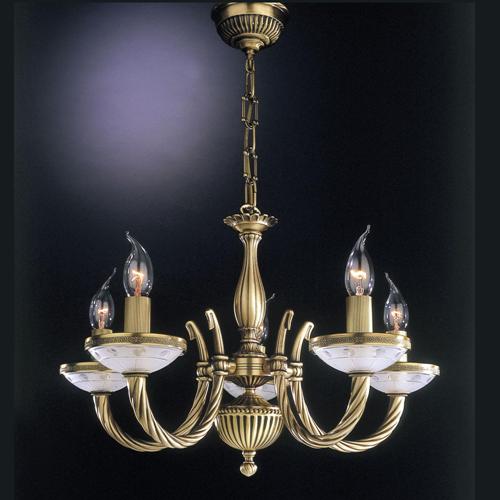 Люстра подвесная Reccagni Angelo L. 4650/5 BRONZO ARTE VETRO SAT. MOLATO