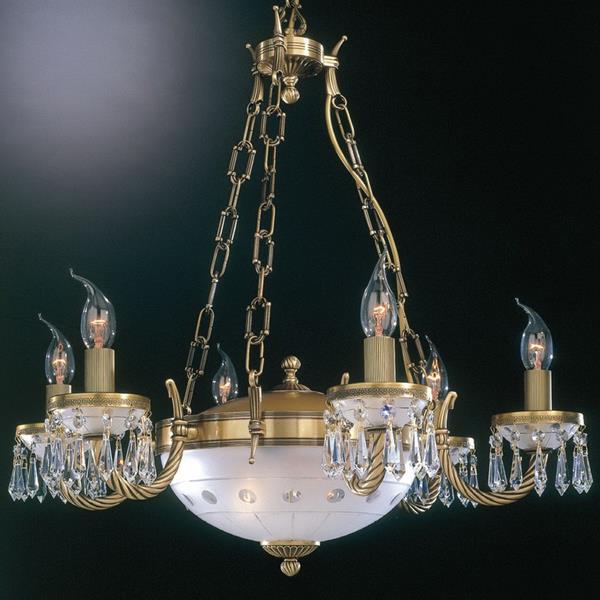 Люстра подвесная Reccagni Angelo L. 4651/6+2 L. 4651/6+2 BRONZO ARTE VE. MOL. + CRISTALLI