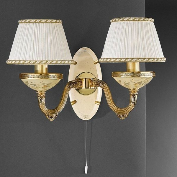 Бра с абажуром Reccagni Angelo A. 6708/2 ORO FRANCESE ROSE PLISSE