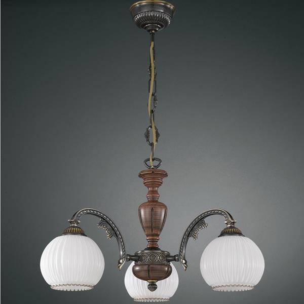 Люстра Reccagni Angelo L. 8900/3 BRONZO SF. BIANCO
