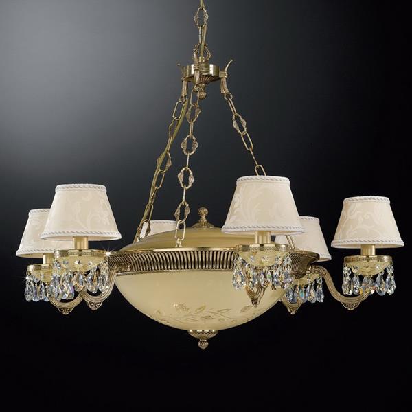 Люстра RECCAGNI ANGELO L. 6523/6+4 L. 6523/6+4 ORO FRANCESE ROSE DAMASCATO+TRASP.