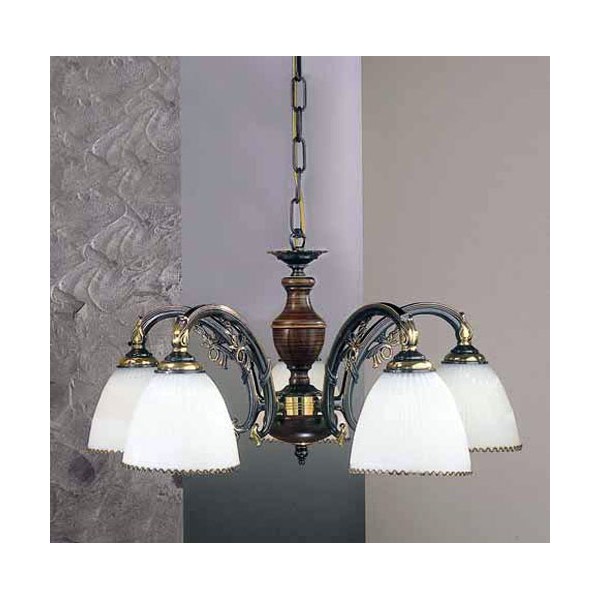 Люстра подвесная Reccagni Angelo L. 3800/5 BRONZO SF. VETRO BL.