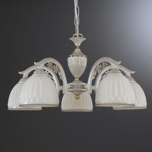Подвесная люстра Reccagni Angelo L. 9671/5 BIANCO ANTICO VETRO AVORIO