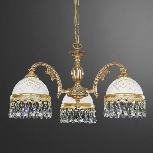 Люстра классическая Reccagni Angelo L. 7100/3 ORO FRANCESE BIANCO IMPERO + TRASP.
