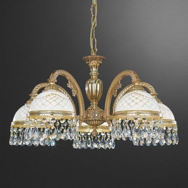 Люстра классическая Reccagni Angelo L. 7100/5 ORO FRANCESE BIANCO IMPERO + TRASP.