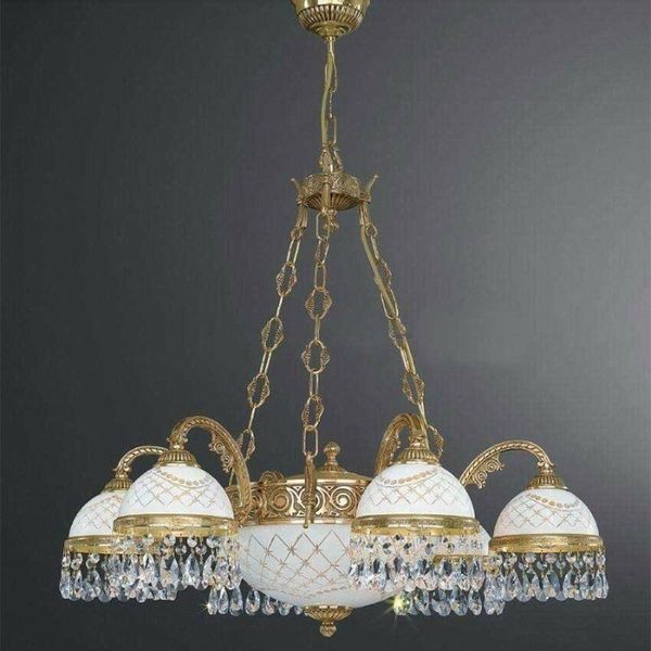 Люстра классическая Reccagni Angelo L. 7100/6+2 ORO FRANCESE BIANCO IMPERO + TRASP.