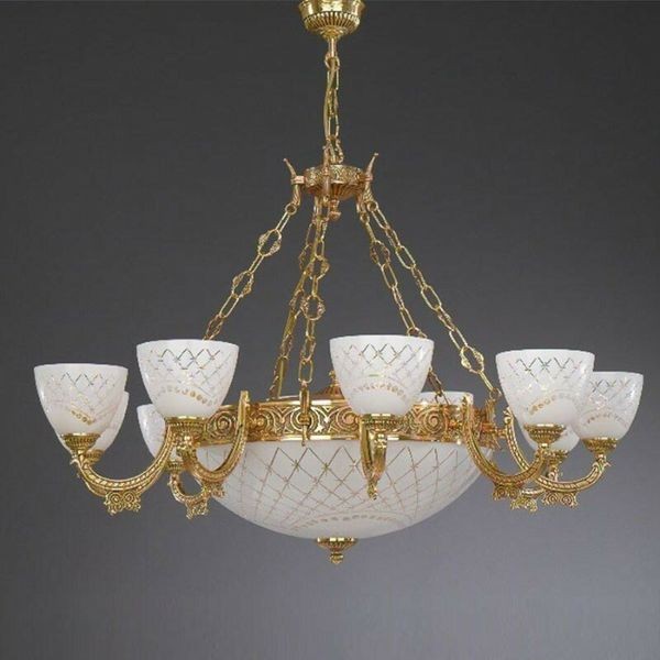 Люстра классическая Reccagni Angelo L. 7152/10+4 ORO FRANCESE BIANCO IMPERO