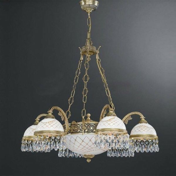 Люстра классическая Reccagni Angelo L. 7000/6+2 BRONZO ARTE BIANCO IMPERO + TRASP.