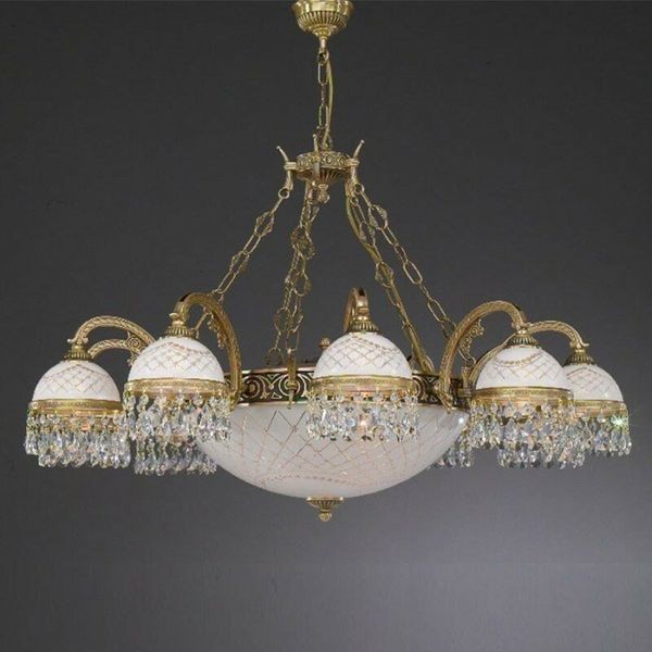 Люстра классическая Reccagni Angelo L. 7000/10+4 BRONZO ARTE BIANCO IMPERO + TRASP.