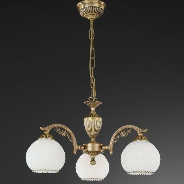 Люстра классическая Reccagni Angelo L. 8600/3 BRONZO ARTE VETRO BIANCO
