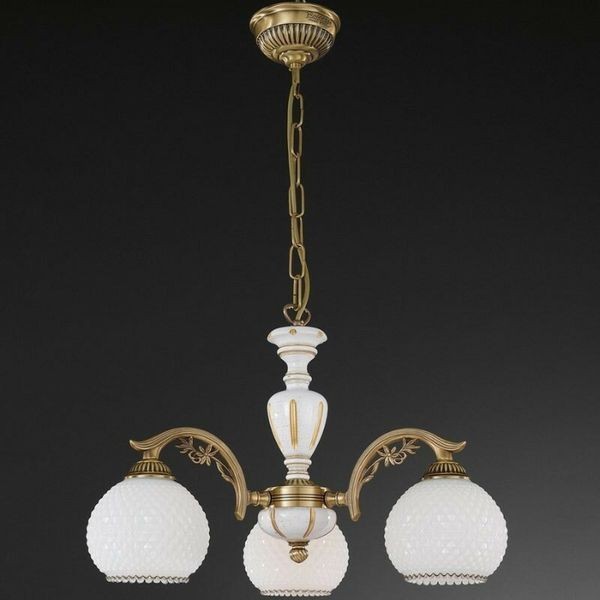 Люстра классическая Reccagni Angelo L. 8605/3 BRONZO ARTE VETRO BIANCO