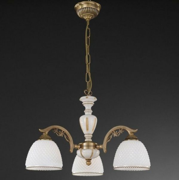Люстра классическая Reccagni Angelo L. 8606/3 BRONZO ARTE VETRO BIANCO