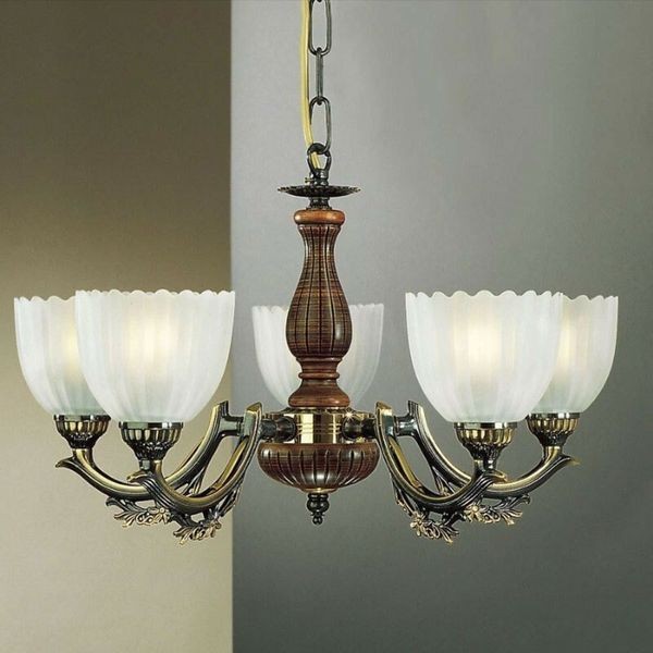 Люстра классическая Reccagni Angelo L. 3970/5 BRONZO SF. VETRO SATIN