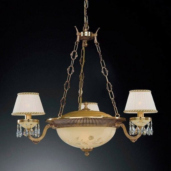 Люстра классическая Reccagni Angelo L. 6520/3+3 ORO FRANCESE ROSE PLISSE + TRASP.