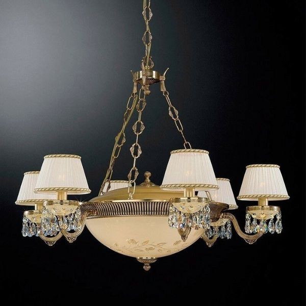 Люстра классическая Reccagni Angelo L. 6520/6+4 ORO FRANCESE ROSE PLISSE + TRASP.