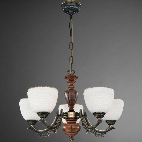 Люстра классическая Reccagni Angelo L. 8661/5 BRONZO SFUMATO VETRO BIANCO