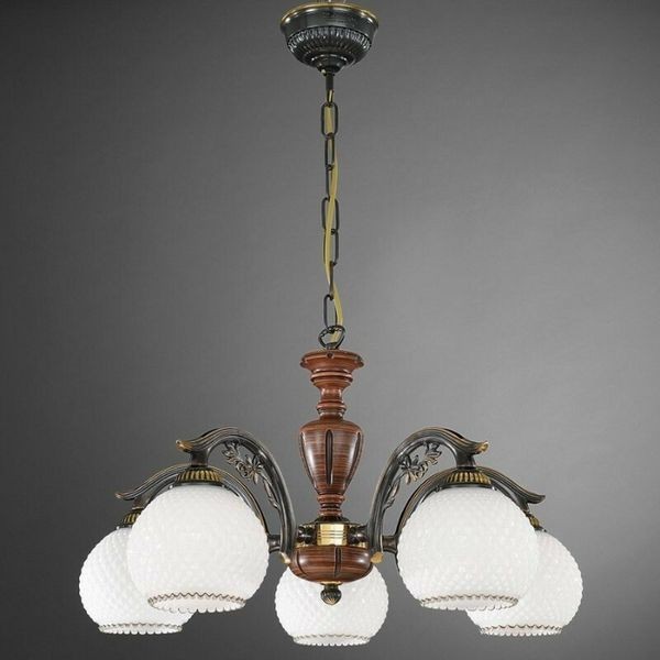 Люстра классическая Reccagni Angelo L. 8610/5 BRONZO SFUMATO VETRO BIANCO