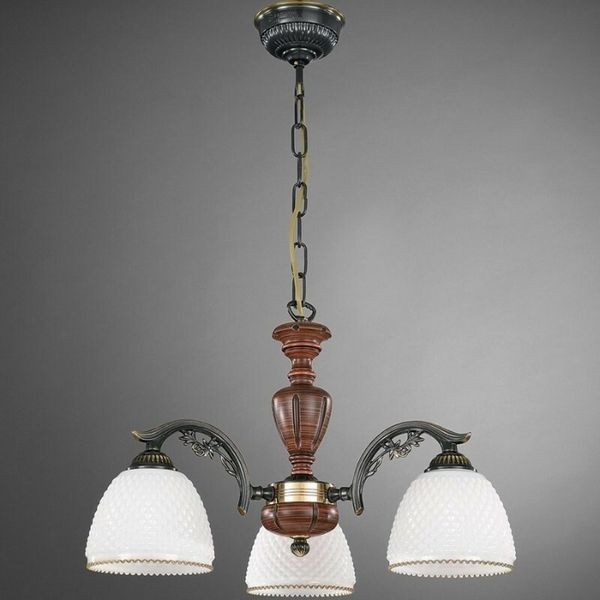 Люстра классическая Reccagni Angelo L. 8611/3 BRONZO SFUMATO VETRO BIANCO