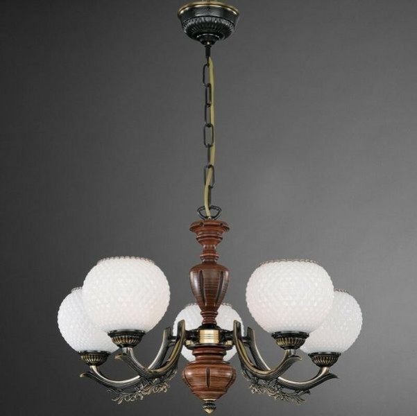 Люстра классическая Reccagni Angelo L. 8660/5 BRONZO SFUMATO VETRO BIANCO