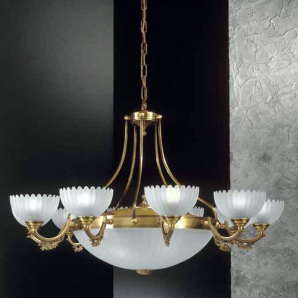 Люстра подвесная RECCAGNI ANGELO L. 3030/10+4 BRONZO ARTE VETRO SATIN