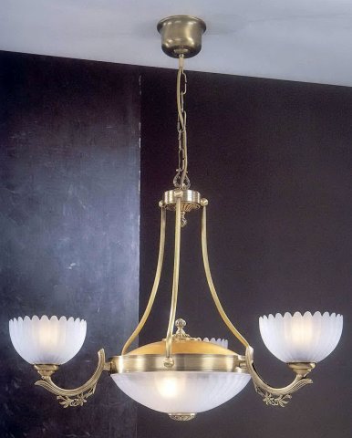 Люстра подвесная RECCAGNI ANGELO L. 3030/3+2 BRONZO ARTE VETRO SATIN