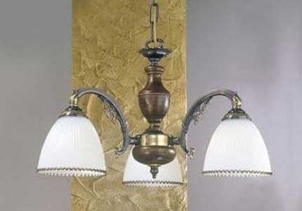 Люстра RECCAGNI ANGELO L. 3800/3 BRONZO SF. VETRO BL.