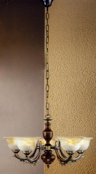 Люстра подвесная Reccagni Angelo L. 2801/5 BRONZO SF. VETRO TABACCO