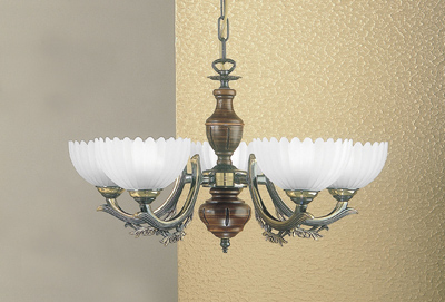 Люстра подвесная RECCAGNI ANGELO L. 2805/5 BRONZO SF. VETRO SATIN