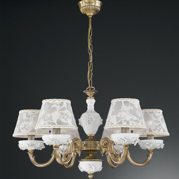 ЛЮСТРА RECCAGNI ANGELO L. 9001/6 L. 9001/6 BRONZO ARTE BIANCO - RICAMO