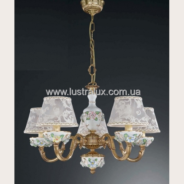 ЛЮСТРА RECCAGNI ANGELO L. 9100/5 ORO FRANCESE COLORATO - RICAMO