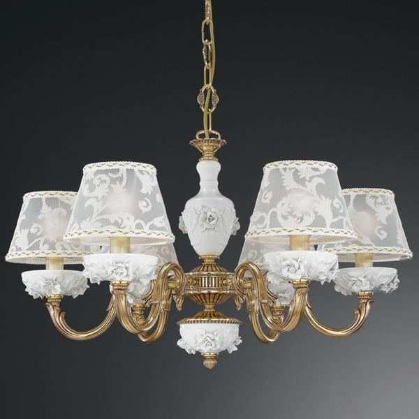 ЛЮСТРА RECCAGNI ANGELO L. 9101/6 L. 9101/6 ORO FRANCESE BIANCO - RICAMO