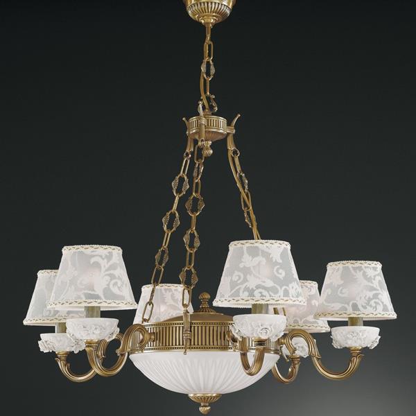 ЛЮСТРА RECCAGNI ANGELO L. 9001/6+2 L. 9001/6+2 BRONZO ARTE BIANCO - RICAMO