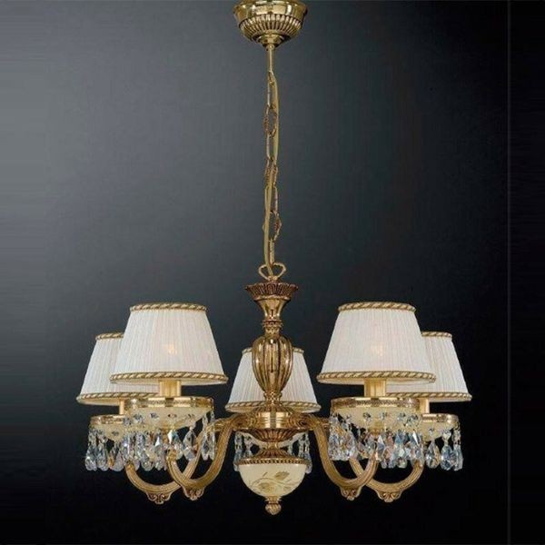 Люстра Reccagni Angelo L. 6520/5 ORO FRANCESE ROSE PLISSE + TRASP.