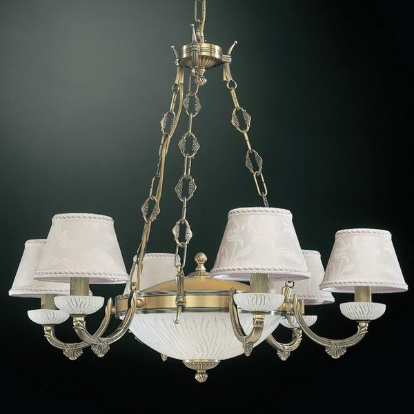 Люстра подвесная Reccagni Angelo L. 5402/6+2 L. 5402/6+2 BRONZO ARTE BIANCO + PAR.DAMASCATO