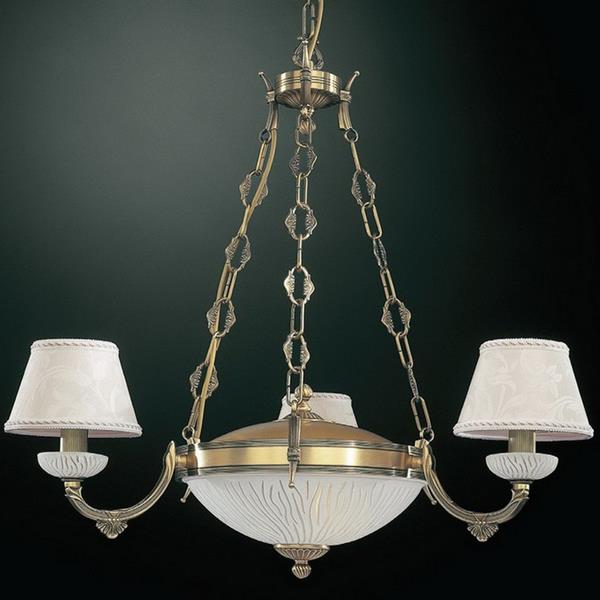 Люстра подвесная Reccagni Angelo L. 5402/3+2 L. 5402/3+2 BRONZO ARTE BIANCO + PAR.DAMASCATO