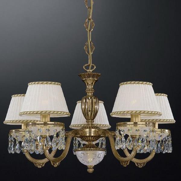 Люстра подвесная Reccagni Angelo L. 6500/5 L. 6500/5 ORO FRANCESE ORIENTE PLISSE + TRASP.