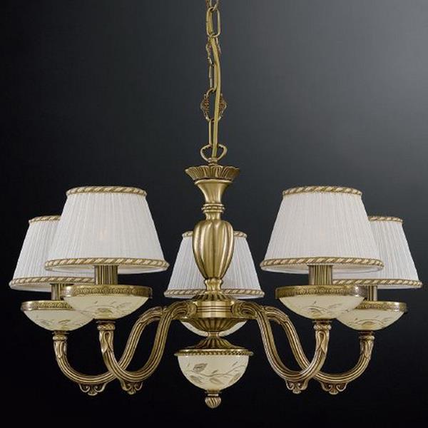Люстра подвесная Reccagni Angelo L. 6422/5 L. 6422/5 BRONZO ARTE ROSE PLISSE