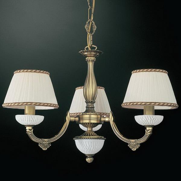 Люстра подвесная RECCAGNI ANGELO L. 5400/3 L. 5400/3 BRONZO ARTE BIANCO + PAR. PLISSE'