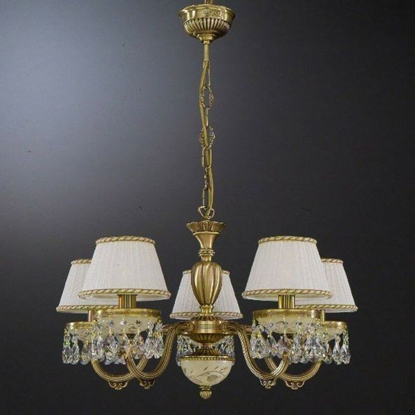 Люстра Reccagni Angelo L. 6420/5 BRONZO ARTE ROSE PLISSE + TRASP.