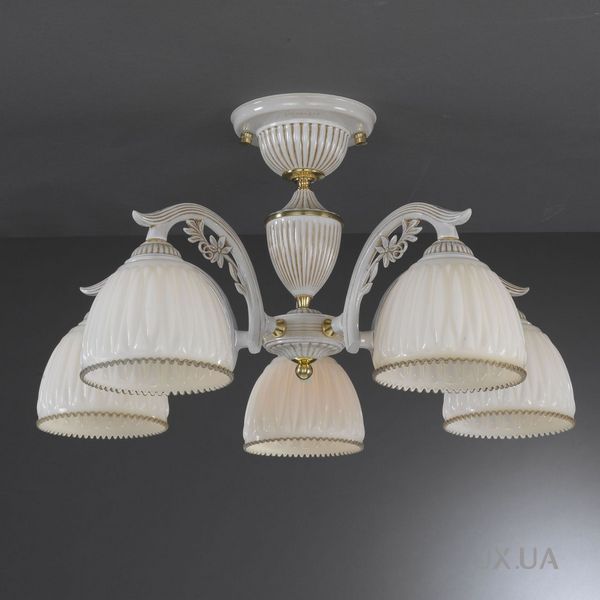 Потолочная люстра Reccagni Angelo PL. 9671/5 BIANCO ANTICO VETRO AVORIO