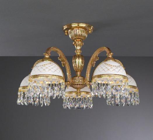 Потолочная люстра Reccagni Angelo PL. 7120/5 PL. 7120/5 ORO FRANCESE BIANCO IMPERO + TRASP.