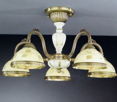 Светильник потолочный RECCAGNI ANGELO PL. 6828/5 PL. 6828/5 BRONZO ARTE ROSE