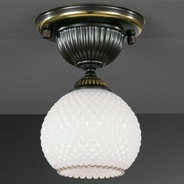 Люстра Reccagni Angelo PL. 8610/1 BRONZO SFUMATO VETRO BIANCO