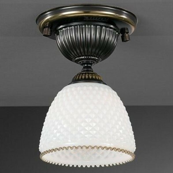 Люстра Reccagni Angelo PL. 8611/1 BRONZO SFUMATO VETRO BIANCO