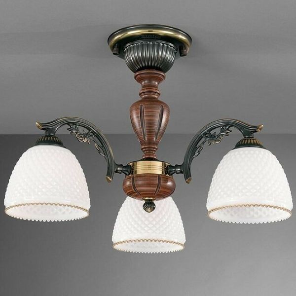 Люстра Reccagni Angelo PL. 8631/3 BRONZO SFUMATO VETRO BIANCO