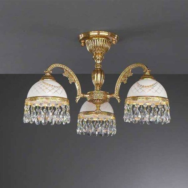Люстра Reccagni Angelo PL. 7120/3 ORO FRANCESE BIANCO IMPERO + TRASP.